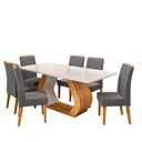Ver imagem 2 de Conjunto Sala de Jantar 6 Lugares Retangular Tampo em MDF Voithy Yescasa Cinza/Mel/Blonde