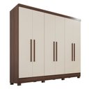 Ver imagem 2 de Guarda-Roupa Casal 6 Portas e 2 Gavetas Safira Marrom/Castanho/Off White Arenas