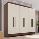 Ver imagem 1 de Guarda-Roupa Casal 6 Portas e 2 Gavetas Safira Marrom/Castanho/Off White Arenas