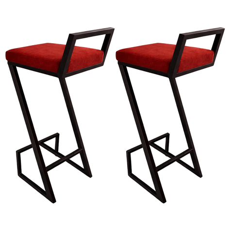 Kit 2 Banquetas Bistro para Cozinha Alta Helena Z Area Laser Gourmet Churrasqueira Suede Vermelho