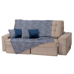 Xale de Jacquard Manta de Sofá Poltrona Cama 2,40m X 1,50m:mesclado Azul Marinho - 4