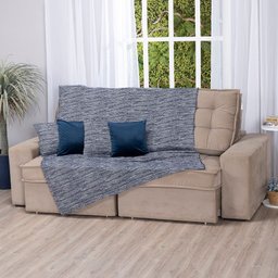 Xale de Jacquard Manta de Sofá Poltrona Cama 2,40m X 1,50m:mesclado Azul Marinho - 3