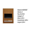 Ver imagem 3 de Rack Bancada C/ Painel P/ Tv até 75 Pol Modular 1.8 Ripado 1 Porta 1 Prat. 180x250cm Nature/off