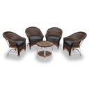Ver imagem 1 de Conjunto de Poltronas Fibra Sintética Bali Alumínio - 4 Poltronas + 1 Mesa Centro - Tecido Lisato Gr