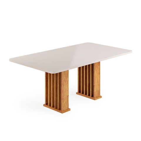 Mesa de Jantar 6 Lugares Retangular Tampo de MDF Munique Cobre/Blonde - Casa Giulia