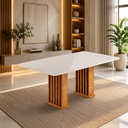 Ver imagem 2 de Mesa de Jantar 6 Lugares Retangular Tampo de MDF Munique Cobre/Blonde - Casa Giulia