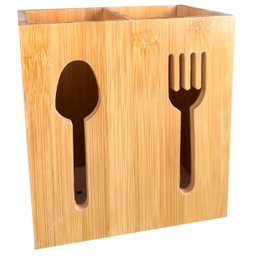 Porta Talheres Duplo em Bambu 16,5x15x10cm - 3