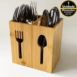 Porta Talheres Duplo em Bambu 16,5x15x10cm - 4