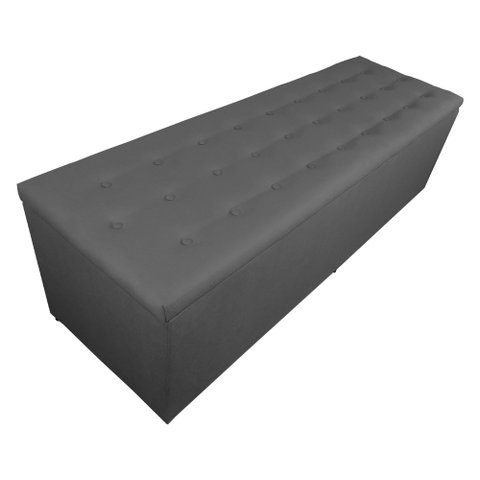 Calçadeira Recamier Baú Casal Super King 195cm Juliana Suede Cinza