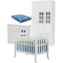 Ver imagem 1 de Quarto de Bebê Mariah 3p com Berço Lila Branco Brilho com Colchão - Carolina