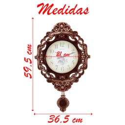 Relógio De Parede Cobre Quartz Clock Luxo Com Pendulo 59cm - 2