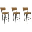 Ver imagem 1 de Conjunto 3 Banquetas Olivia - Altura 65cm para Bar e Cozinha Preta com Assento Confortável Cor Caram