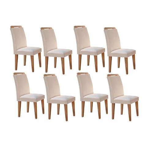 Kit 8 Cadeiras Sala Jantar Athenas 8 Un Imbuia -capuccino/suede Creme - Rufato