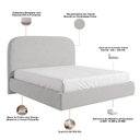Ver imagem 5 de Cama Casal Flutuante com Cabeceira 140cm Aura W01 Bouclê Cinza - Lyam Decor
