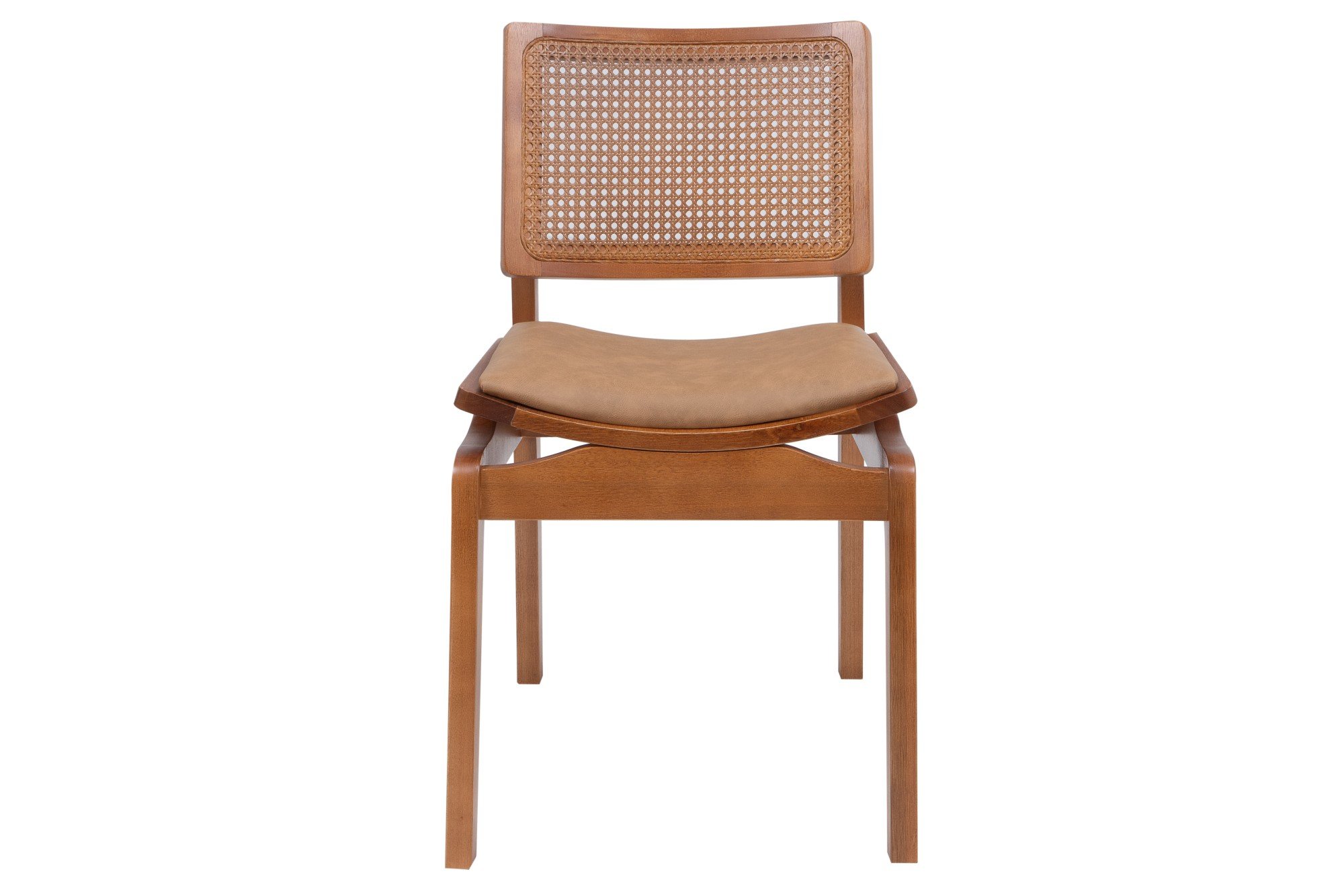 Cadeira Jantar Palhinha Assento Estofado Megan Conforto Cor Nozes:couro Ecológico Durango Kaki - 5