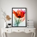 Ver imagem 2 de Quadro Flor Elegante Transparência Vermelha 45x34cm:moldura Branca