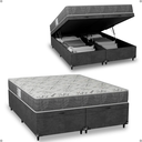 Ver imagem 6 de Baú Queen Bipartido + Colchão D33 One Face - Suede Cinza - e-Shop Casa