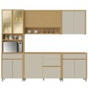 Ver imagem 1 de Armário de Cozinha Completa 100% Mdf 11 Portas 5 Gavetas Cléo Madeirado/off White Nesher