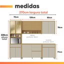 Ver imagem 4 de Armário de Cozinha Completa 100% Mdf 11 Portas 5 Gavetas Cléo Madeirado/off White Nesher