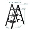 Escada Dobravel 3 Degraus Portatil Resistente Segurança Slim Rack Domestico Decoraçao - 2
