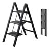 Escada Dobravel 3 Degraus Portatil Resistente Segurança Slim Rack Domestico Decoraçao - 1