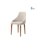 Ver imagem 3 de Conjunto de 2 Cadeiras de Madeira Maciça Estofada Evelyn - Natural C/ Linho Off White - Champanhe