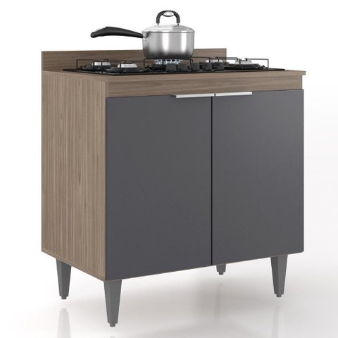 Balcão de Cozinha para Cooktop 80cm Pérola Z34 Freijó/Grafite - Mpozenato