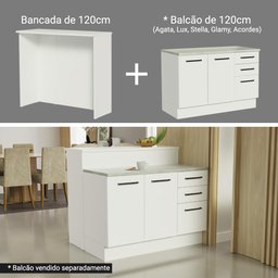Bancada Ilha para Cozinha 120 Cm Branco Madesa - 7
