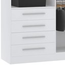 Ver imagem 4 de Guarda Roupa Solteiro 135cm 4 Portas 4 Gavetas Taiga Branco L01 - Mpozenato