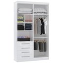 Ver imagem 3 de Guarda Roupa Solteiro 135cm 4 Portas 4 Gavetas Taiga Branco L01 - Mpozenato