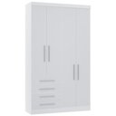 Ver imagem 1 de Guarda Roupa Solteiro 135cm 4 Portas 4 Gavetas Taiga Branco L01 - Mpozenato