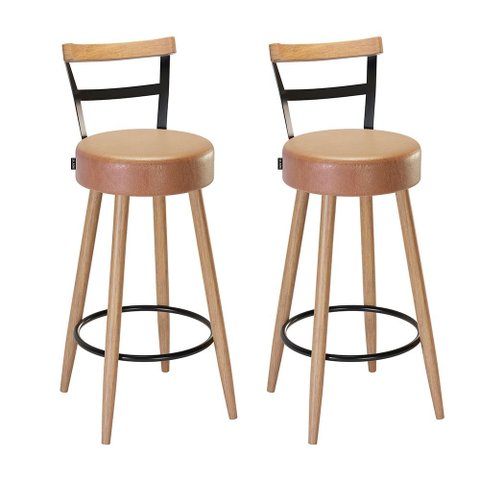 Kit 2 Banquetas Alta Clark Balcão Bar Bancada Bistrô Gourmet Estrutura Pés Madeira Natural - Cores -