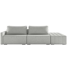 Sofá Ilha Modular para Sala 232cm com Puff Dublin K01 Linho Cinza - Lyam Decor - 3 Sofá Ilha Modular para Sala 232cm com Puff Dublin K01 Linho Cinza - Lyam Decor - 3