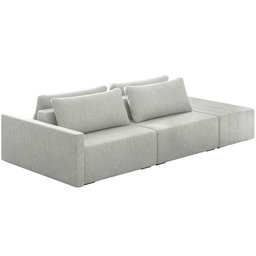 Sofá Ilha Modular para Sala 232cm com Puff Dublin K01 Linho Cinza - Lyam Decor - 1 Sofá Ilha Modular para Sala 232cm com Puff Dublin K01 Linho Cinza - Lyam Decor - 1