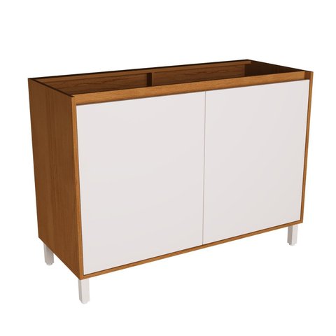Balcão 120cm 2 Portas 1 Prateleira Interna Cozinha Milão Branco/Ártico/Freijó Rocks