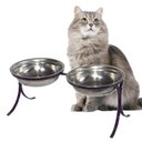 Ver imagem 2 de Comedouro Alto Duplo em Inox Pet para Gatos Ração Agua - Roxo