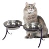 Comedouro Alto Duplo em Inox Pet para Gatos Ração Agua - Roxo - 2