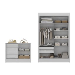 Quarto Infantil Completo Guarda-roupa 2 Portas 2 Gavetas com Cômoda Maya Espresso Móveis - 3