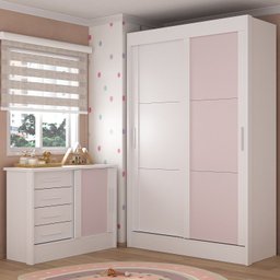 Quarto Infantil Completo Guarda-roupa 2 Portas 2 Gavetas com Cômoda Maya Espresso Móveis - 1