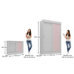 Quarto Infantil Completo Guarda-roupa 2 Portas 2 Gavetas com Cômoda Maya Espresso Móveis - 4