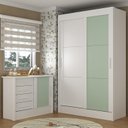 Ver imagem 1 de Quarto Infantil Completo Guarda-Roupa 2 Portas 2 Gavetas com Cômoda Maya Espresso Móveis Verde/Branco