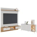 Ver imagem 1 de Painel para Tv Home Suspenso Bali 1.6 com Aparador Buffet Sena com Led Off White Matte Freijó – Coli