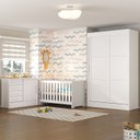 Ver imagem 2 de Quarto de Bebê Completo Guarda Roupa 2 Portas 2 Gavetas com Cômoda e Berço Maya Espresso Móveis Branco