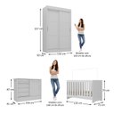 Ver imagem 4 de Quarto de Bebê Completo Guarda Roupa 2 Portas 2 Gavetas com Cômoda e Berço Maya Espresso Móveis Branco