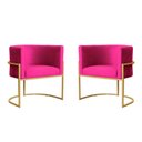 Ver imagem 1 de Kit 2 Poltronas Decorativa Sala Estar Recepção Escritório Luana Base Gold Veludo Pink Montanaris
