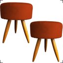 Ver imagem 1 de Kit 2 Puff Decorativo Redondo para Sala Quarto Penteadeira Pé Palito Castanho Suede Cores