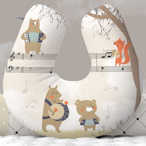 Almofada de Amamentação Travesseiro Safari Árvore Animais Musicais Instrumentos - Am24