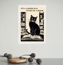 Ver imagem 1 de Quadro Decorativo Livros - Gato 24x18cm:moldura Preta