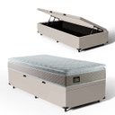 Ver imagem 1 de Cama Box Baú Solterio com Colchão de Espuma D45 Strong One Face Bege até 150kg + 1 Trav