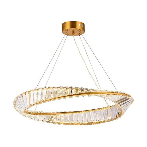 Lustre Pendente Taschibra Revolve Led Bivolt Dourado 3000k Luz Amarela 15051013